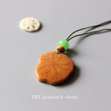 Tagua Nut Artisan Carved Lotus Leaf Pendant