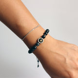Blue Eagle Eye Stone With Six True Mantra Words Bracelet