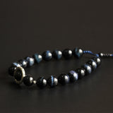 Blue Eagle Eye Stone With Six True Mantra Words Bracelet