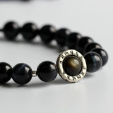 Blue Eagle Eye Stone With Six True Mantra Words Bracelet