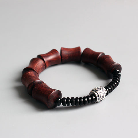 Ethnic Natural Red Sandalwood & Coconut Shell Bracelet