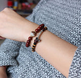 Red Sandalwood with Lotus Flower Bracelet