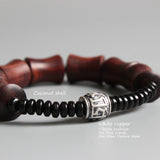 Ethnic Natural Red Sandalwood & Coconut Shell Bracelet